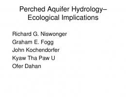 Perched Aquifer Hydrology - Center for Watershed Sciences