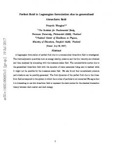 Perfect fluid in Lagrangian formulation due to generalized three-form ...