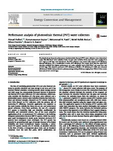 Performance analysis of photovoltaic thermal (PVT ...