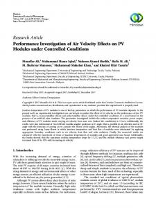 Performance Investigation of Air Velocity Effects on PV Modules under ...