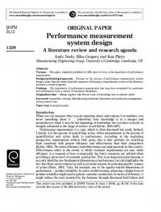 Performance measurement system design