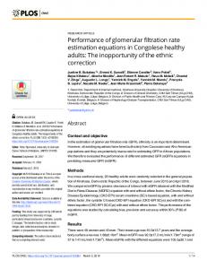 Performance of glomerular filtration rate estimation equations ... - PLOS
