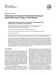 Performance of Laboratory Professionals Working on Malaria