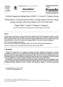 Performance of off-grid photovoltaic cooling system ...