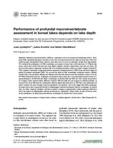 Performance of profundal macroinvertebrate ... - IngentaConnect