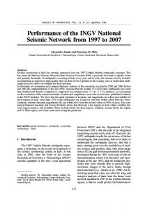 Performance of the INGV National Seismic Network from 1997 ... - Core