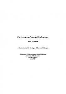 Performance-Oriented Refinement - Semantic Scholar