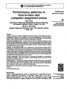 Performance patterns in face-to-face and computer ... - IngentaConnect