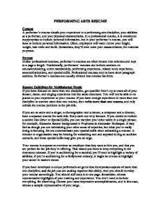 Performing Arts Resume Guide