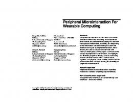 Peripheral Microinteraction For Wearable ... - Denys JC Matthies