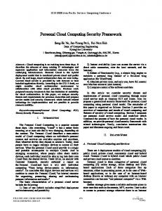 Personal Cloud Computing Security Framework - IEEE Xplore