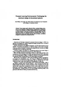 Personal Learning Environments: Challenging the ... - CiteSeerX