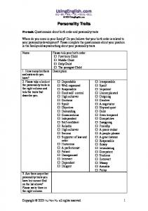 Personality Traits - UMM Directory