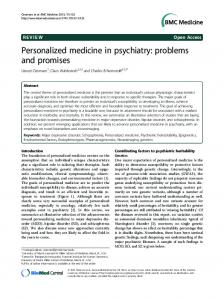 Personalized medicine in psychiatry - ScienceOpen