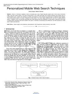 Personalized Mobile Web Search Techniques - Ijser