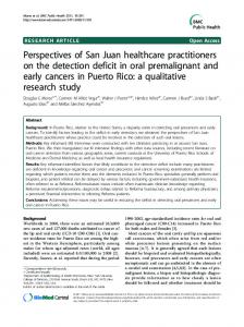 Perspectives of San Juan healthcare practitioners on the detection