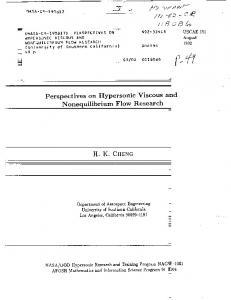 Perspectives on Hypersonic Viscous and