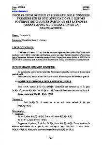 PGCD ET PPCM DE DEUX ENTIERS NATURELS