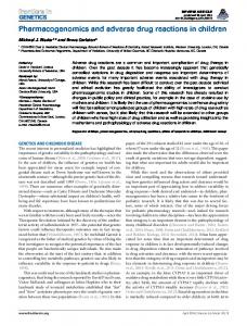 Pharmacogenomics and adverse drug reactions in ... - ScienceOpen