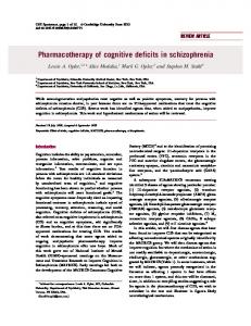 Pharmacotherapy of cognitive deficits in schizophrenia