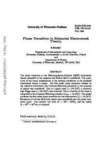 Phase Transition in Extended Electroweak Theory.