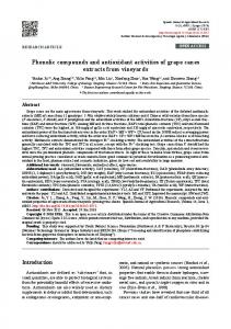 Phenolic compounds and antioxidant activities of grape canes extracts ...