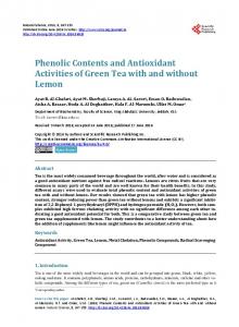 Phenolic Contents and Antioxidant Activities of Green Tea with and ...