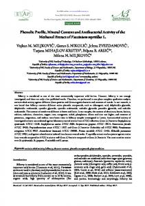 Phenolic Profile, Mineral Content and Antibacterial ...