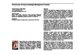 Phenomena Driving Knowledge Management Practice