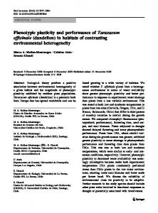 Phenotypic plasticity and performance of Taraxacum ... - CiteSeerX