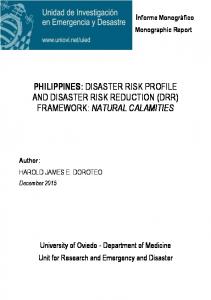 philippines: disaster risk profile and disaster risk ...