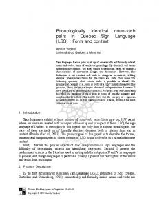 Phonologically identical noun-verb pairs in Quebec Sign Language ...