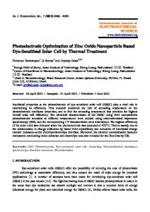 Photoelectrode Optimization of Zinc Oxide Nanoparticle Based Dye ...