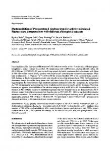 Photoinhibition of Photosystem I electron transfer ... - Springer Link