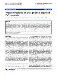 Photoluminescence of spray pyrolysis deposited ZnO ... - BioMedSearch