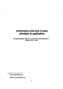 PHOTOMULTIPLIER TUBES principles & applications