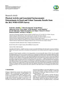 Physical Activity and Associated Socioeconomic Determinants in ...