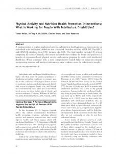 Physical Activity and Nutrition Health Promotion Interventions: What is