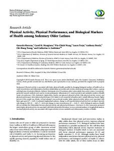 Physical Activity, Physical Performance, and Biological Markers of ...