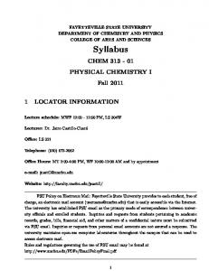 Physical Chemistry I