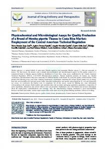 Physicochemical and Microbiological Assays for Quality Evaluation of