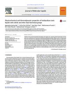 Physicochemical and thermodynamic properties of