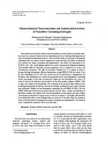 Physicochemical Characterization and Antimicrobial Activity of ...