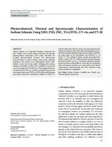 Physicochemical, Thermal and Spectroscopic Characterization of ...
