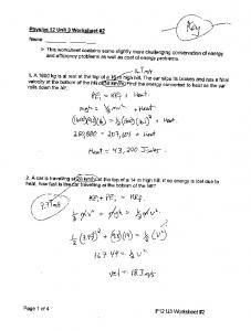 Physics 12 Unit 3 Worksheet #2 ' @ - Physics with Mr. Coates