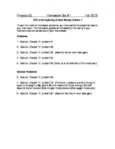 Physics 5D Homework Set #1 Fall 2013