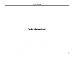 Physics Syllabus, Grade 9 - MOE