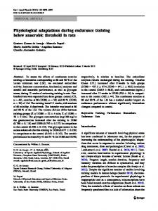 Physiological adaptations during endurance training below anaerobic