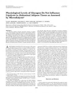 Physiological Levels of Glucagon Do Not Influence Lipolysis in ...