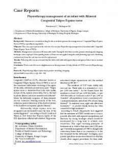 Physiotherapy management of an infant with Bilateral Congenital ...